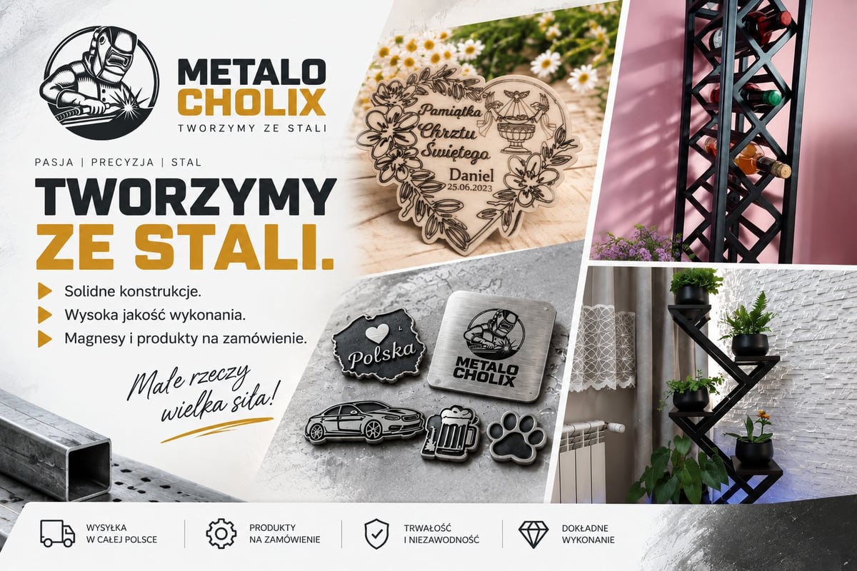 Metalo Cholix — katalog produktów prezentujący grawerowane pamiątki, ozdobne elementy i metalowe wyroby